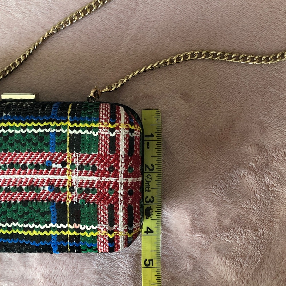 J.Crew Sequined Tartan Plaid Clutch - Picture 9 of 10